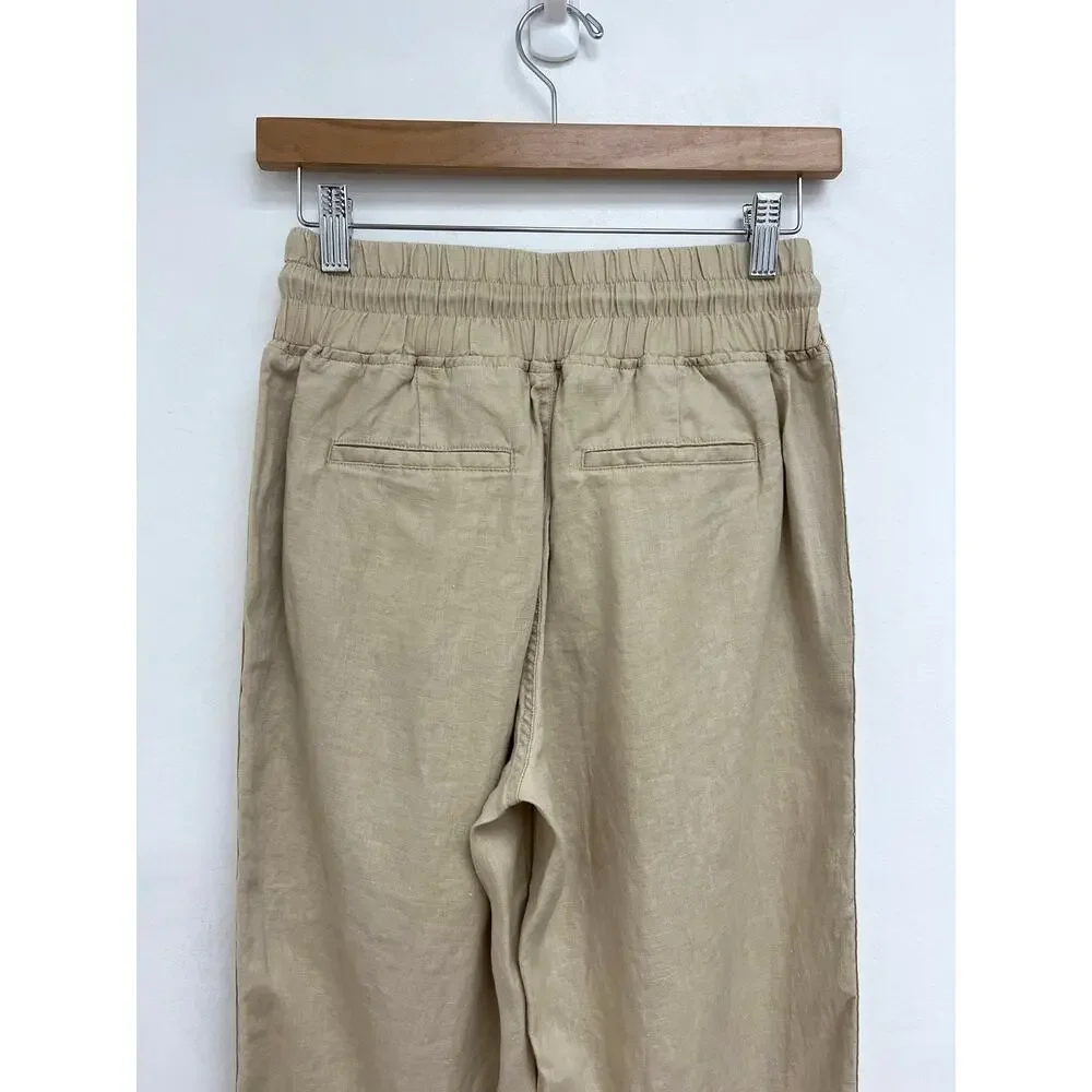 Quince 100% European Linen Elastic Waist Drawstring Wide Leg Coastal Pants XS